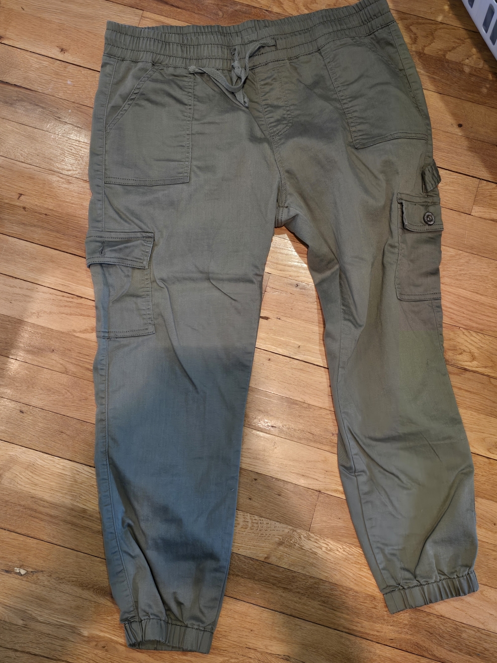 Women’s Olive Cargo Jogger Pants with Drawstring Waist XXL
